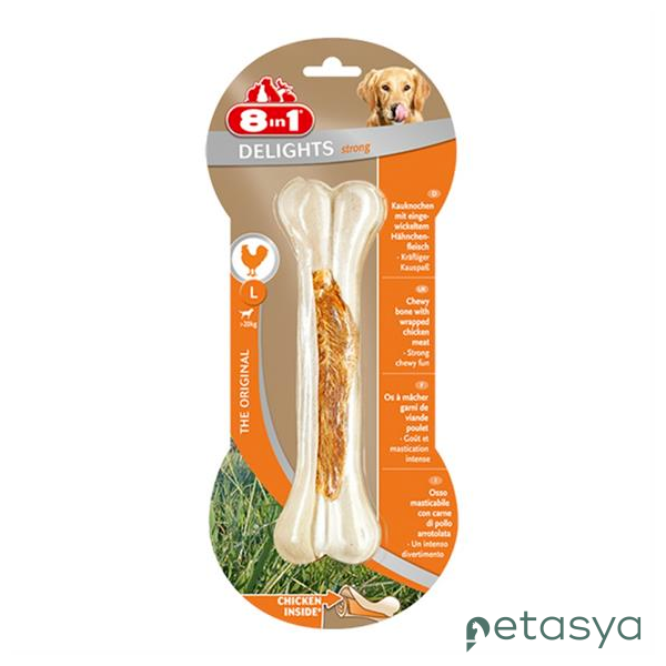 8in1 Delights Büyük Irk Köpekler İçin Tavuk Etli   Sert Çiğneme Kemiği [L]