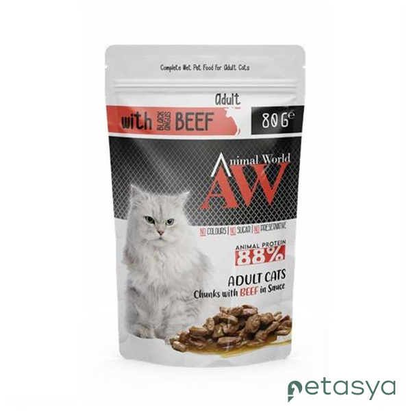 Animal World Sığırlı  Yetişkin Kedi Konservesiı 80 Gr