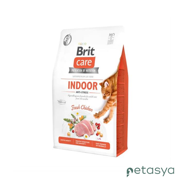 Brit Care Indoor Hypo-Allergenic  Stres Azaltıcı Ev Kedileri için Tahılsız Yetişkin Kedi Maması 2 Kg