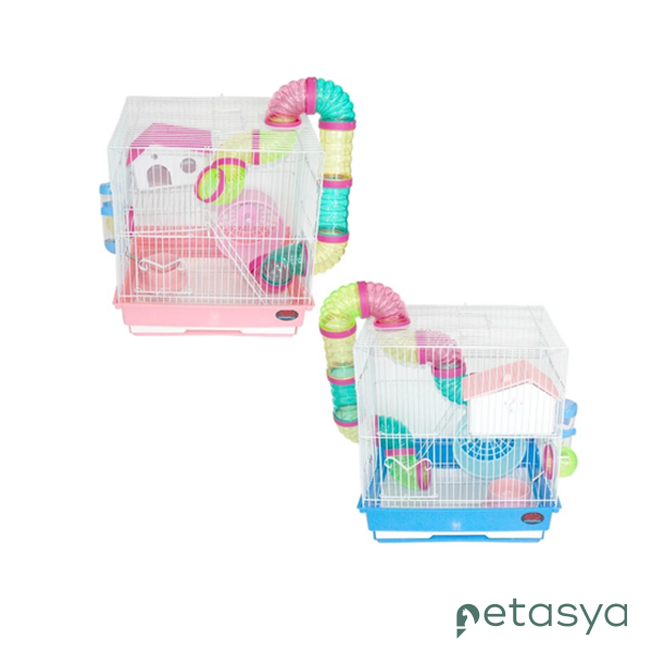 Dayang Borulu Hamster Kafesi Seti 35x28x37cm  (Karışık Renkli)