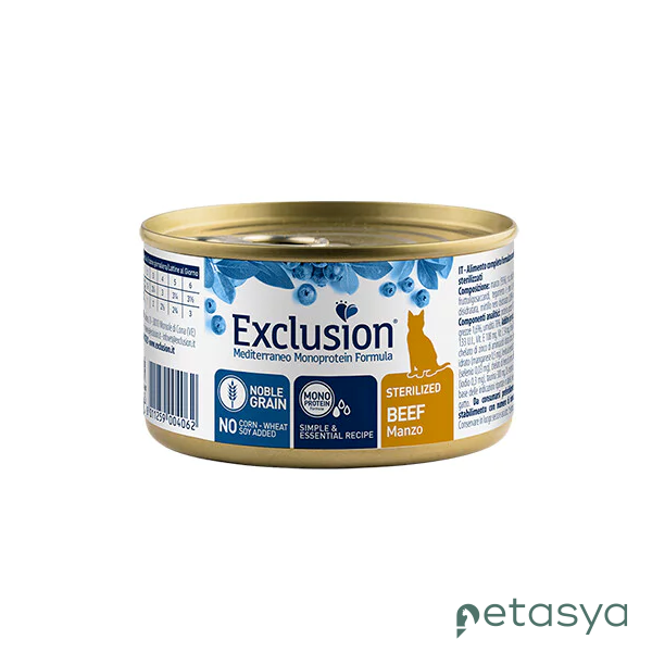 Exclusion Monoprotein Sığır Etli Düşük Tahıllı  Kısırlaştırılmış Kedi Konservesi 85gr
