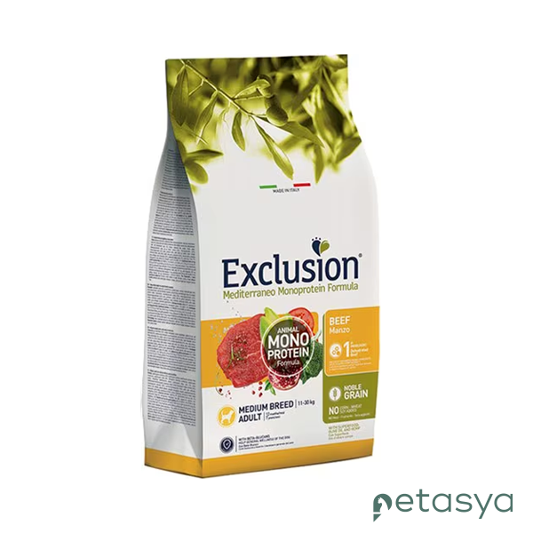 Exclusion Monoprotein Sığır Etli ve Narlı  Düşük Tahıllı Orta Irk Yavru Köpek Maması 12kg