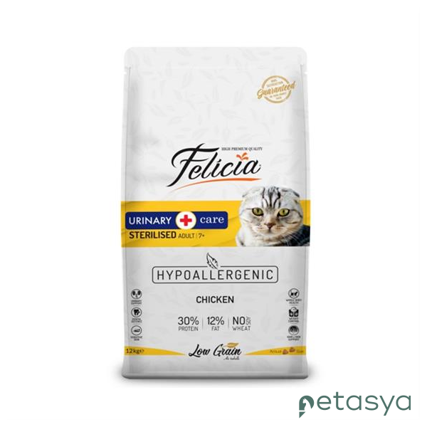Felicia Hypo-Allergenic Üriner Sağlığı İçin  Düşük Tahıllı Tavuklu Kısırlaştırılmış Kedi Maması 12kg
