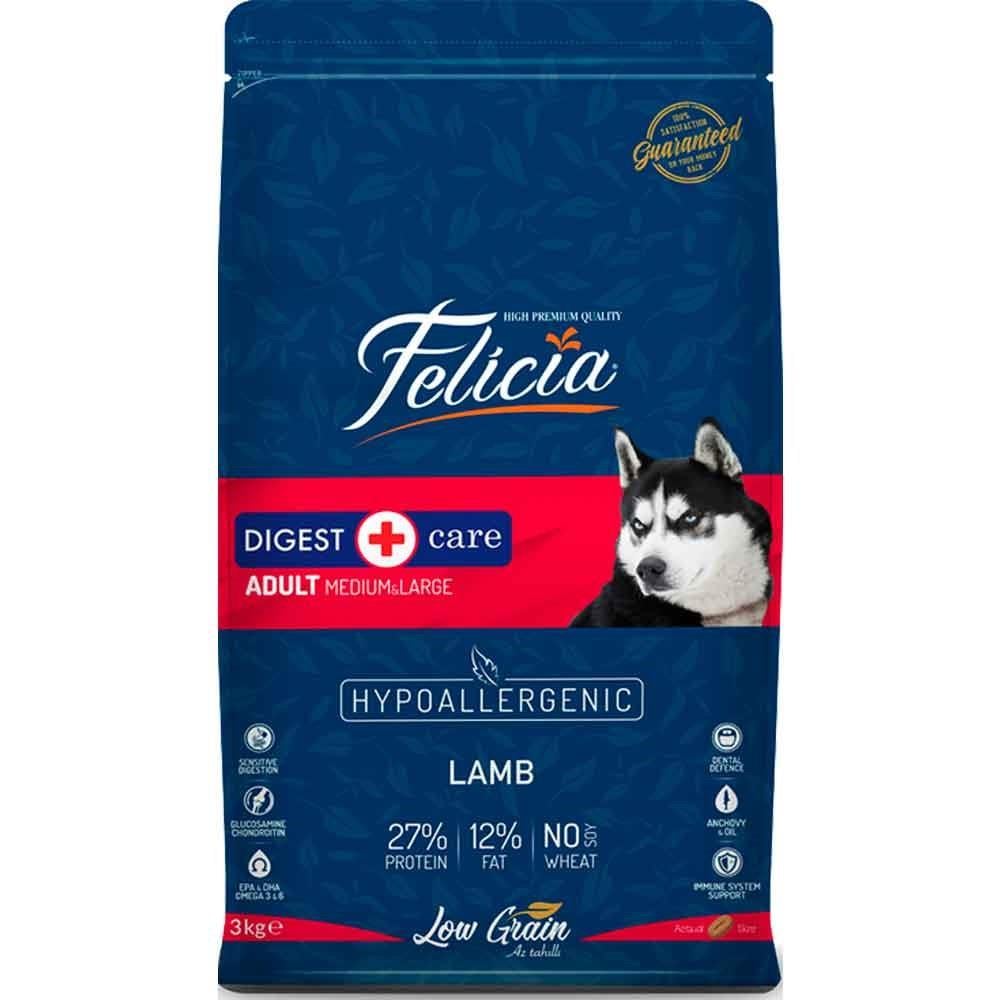 Felicia HypoAllergenic Orta ve Büyük Irk Kuzulu  Düşük Tahıllı Yetişkin Köpek Maması 3kg
