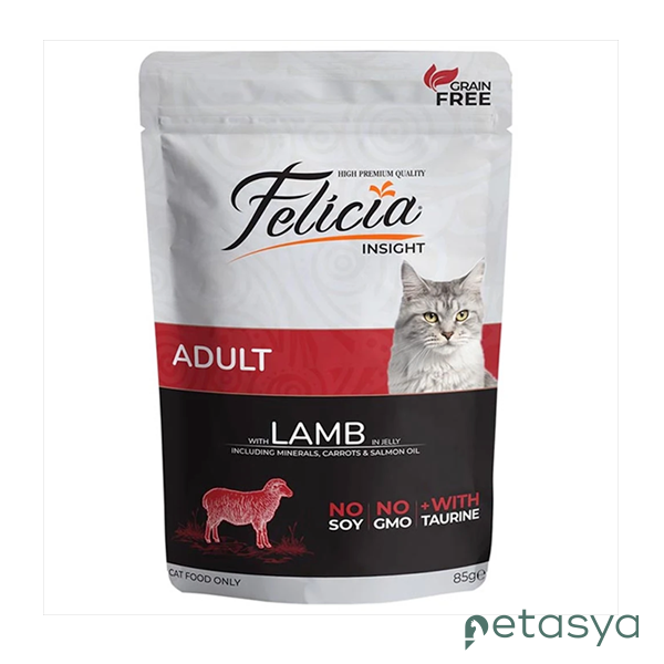 Felicia Jöle İçinde Kuzu Etli Taurinli Tahılsız  Yetişkin Kedi Konservesi 85gr