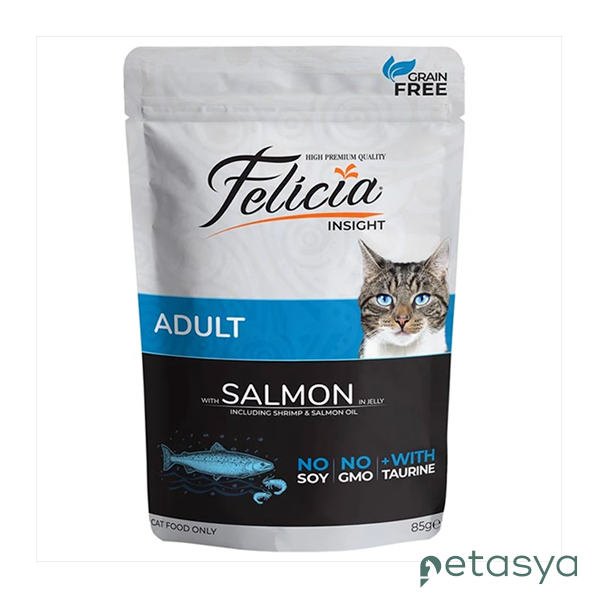 Felicia Jöle İçinde Somonlu Taurinli Tahılsız  Yetişkin Kedi Konservesi 85gr