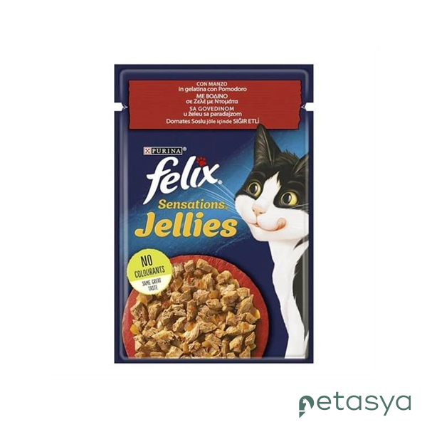 Felix Pouch Jöle İçinde Sığır Etli ve Domatesli  Yetişkin Kedi Konservesi 85gr