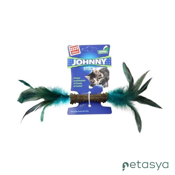 GiGwi Johnny Stick Catnipli Doğal Tüylü  Kedi Çiğneme Oyuncağı 18cm (Yeşil)