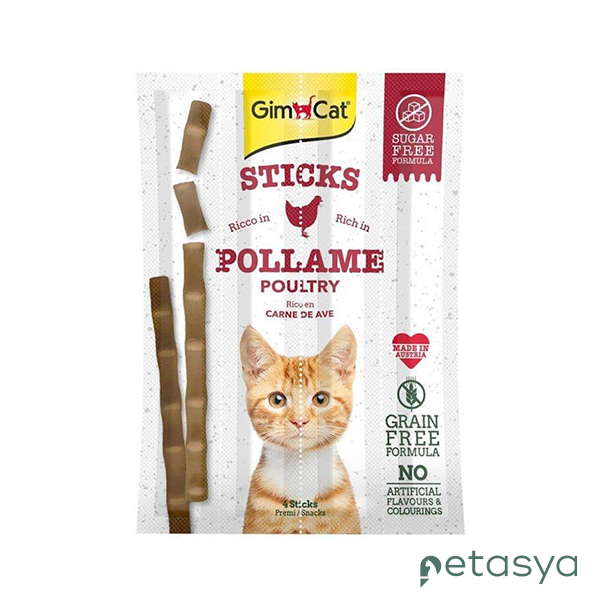 GimCat Sticks Tavuklu Ciğerli Taurinli  Kedi Ödül Çubuğu 20gr (4lü)