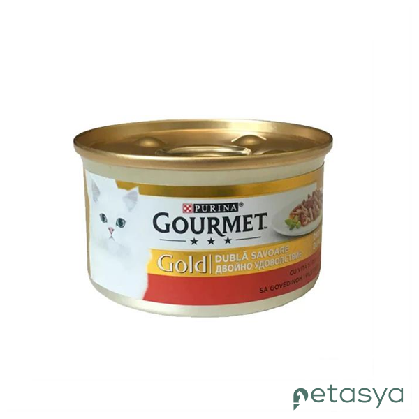 Gourmet Gold Parça Sığır Etli ve Tavuklu  Yetişkin Kedi Konservesi 85 Gr