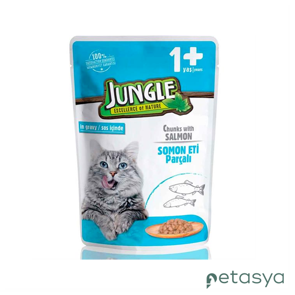Jungle Pouch Somon Parçalı  Yetişkin Kedi Konservesi 100gr
