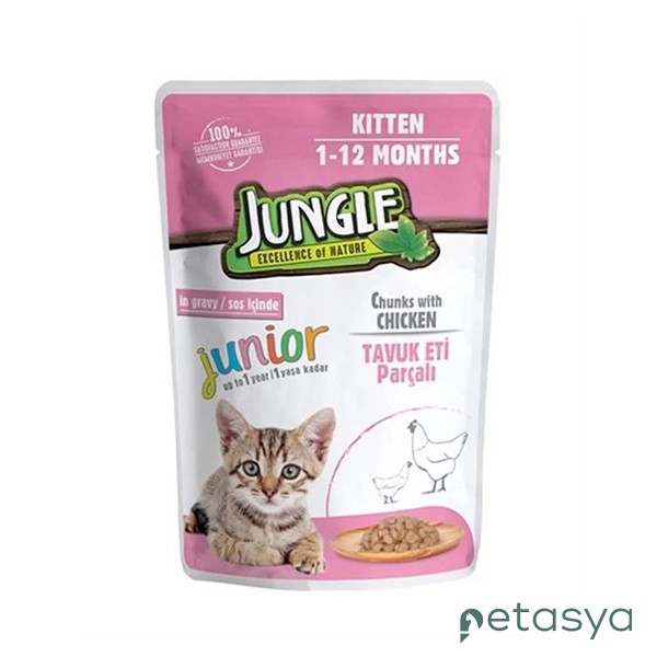 Jungle Pouch Tavuk Eti Parçalı  Yavru Kedi Konservesi 100gr