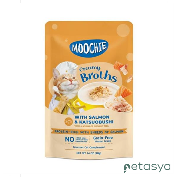 MOOCHIE Parça Somonlu ve Katsuobushili Tahılsız   Kedi Çorbası 40gr
