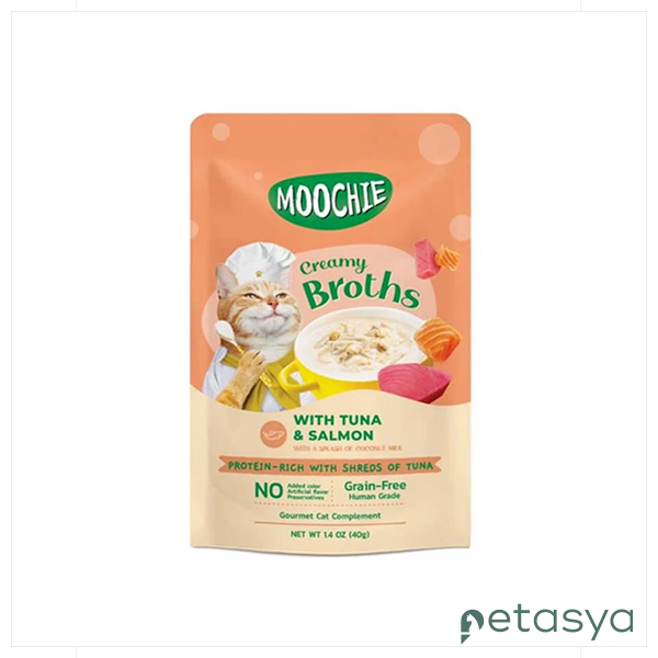 MOOCHIE Parça Ton Balıklı ve Somonlu  Tahılsız Kedi Çorbası 40gr