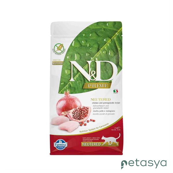 N&D Prime Tavuklu ve Narlı Tahılsız  Kısırlaştırılmış Kedi Maması 1,5 Kg