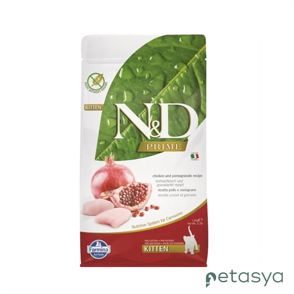 N&D Prime Tavuklu ve Narlı Tahılsız  Yavru Kedi Maması 1,5 Kg