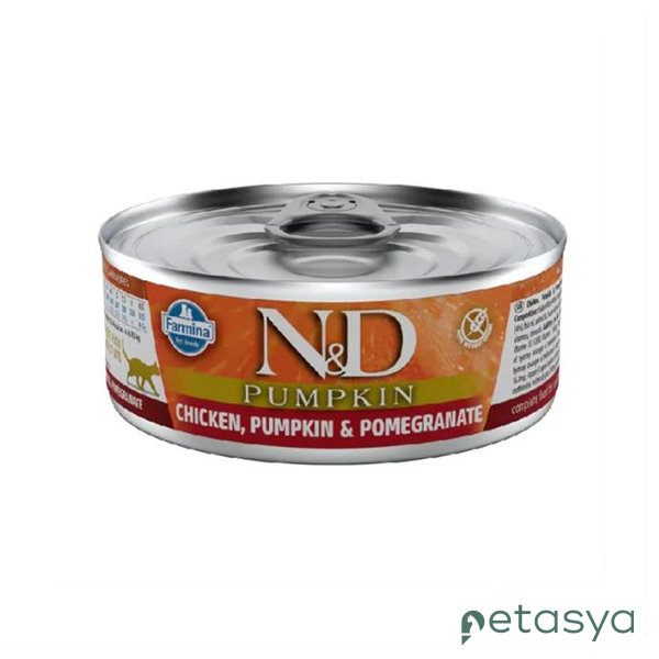 N&D Pumpkin Balkabaklı Tavuklu ve Narlı   Tahılsız Yetişkin Kedi Konservesi 70 Gr
