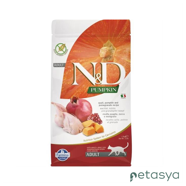 N&D Pumpkin Bıldırcın Etli Bal Kabaklı ve Narlı  Tahılsız Yetişkin Kedi Maması 1,5 Kg