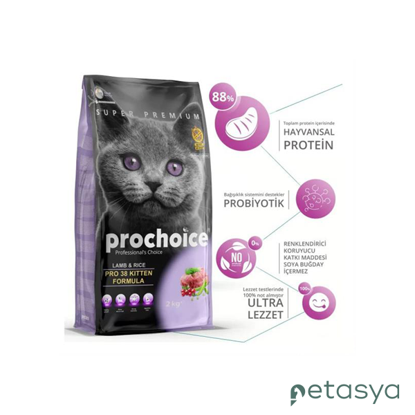 ProChoice 38 Kuzulu ve Pirinçli  Düşük Tahıllı Yavru Kedi Maması 2 Kg