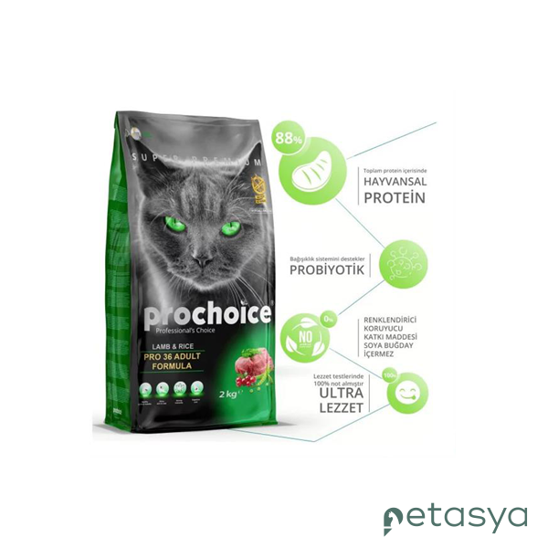 ProChoice Pro 36 Kuzulu ve Pirinçli  Düşük Tahıllı Yetişkin Kedi Maması 2 Kg