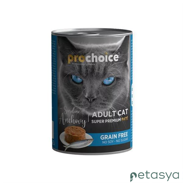ProChoice Sardalya ve Hamsi Etli Şekersiz   Tahılsız Ezme Yetişkin Kedi Konservesi 400 Gr