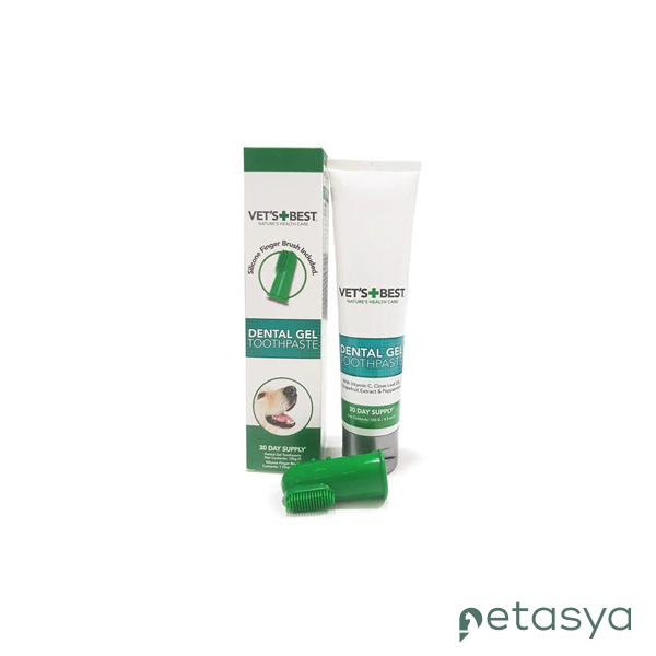 VETS BEST Aloe Vera ve Nane Özlü  Köpek Diş Macunu 100gr + Parmak Diş Fırçası HEDİYE!
