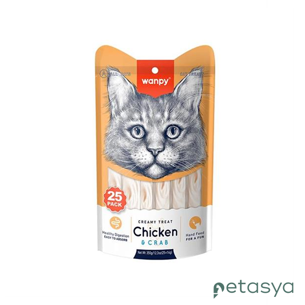 Wanpy Tavuklu ve Yengeçli  Sıvı Kedi Ödül Maması 14gr (25li)