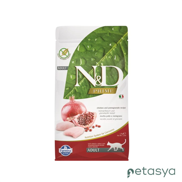 N&D Prime Tavuk ve Narlı  Tahılsız Yetişkin Kedi Maması 10 Kg