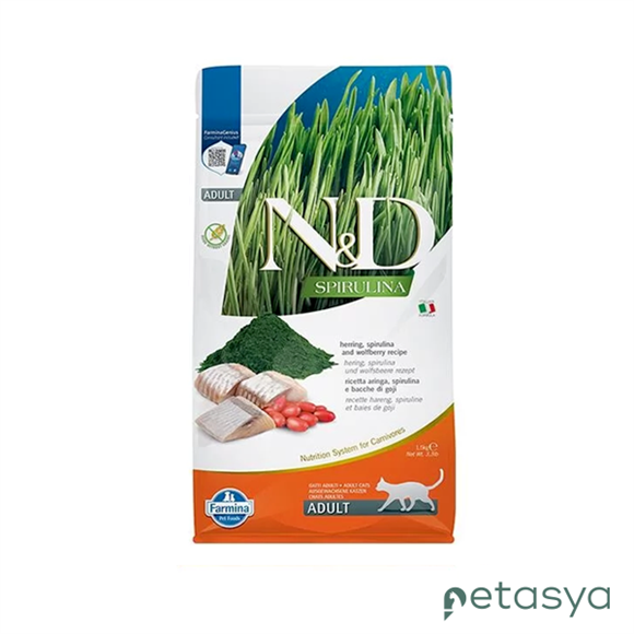 N&D Spirulina Ringa Balıklı Tahılsız  Yetişkin Kedi Maması 1,5kg