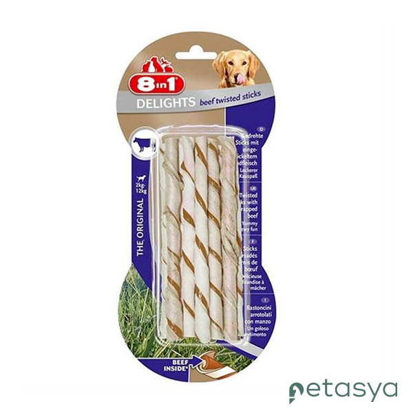 8in1 Delights Biftekli Ağız Sağlığı için  Burgu Kemik (10lu) 55gr