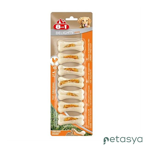 8in1 Delights Bones Ağız Bakımı için  Tavuk Etli Köpek Kemiği (7li) [XS] 140gr