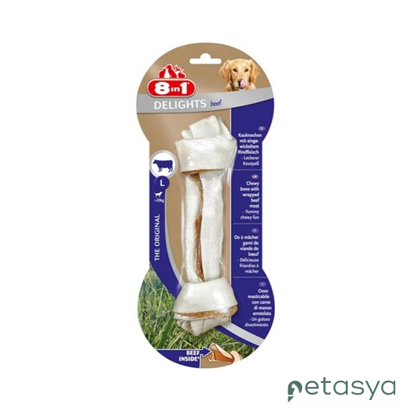 8in1 Delights Bones Biftekli Düğümlü  Tartar Önleyici Köpek Kemiği 85gr 18cm [L]