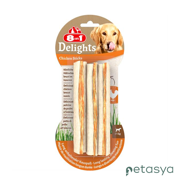 8in1 Delights Bones Köpekler için Tavuklu  Ağız Bakım Kemiği (3lü) Sticks 75gr