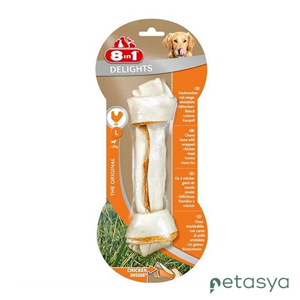 8in1 Delights Bones Tavuklu Düğümlü Tartar Önleyic  Köpek Ağız Bakım Kemiği 85gr [L]