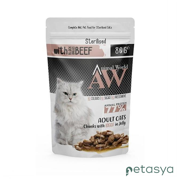 Animal World Biftekli  Kısırlaştırılmış Yetişkin Kedi Konservesiı 80 Gr