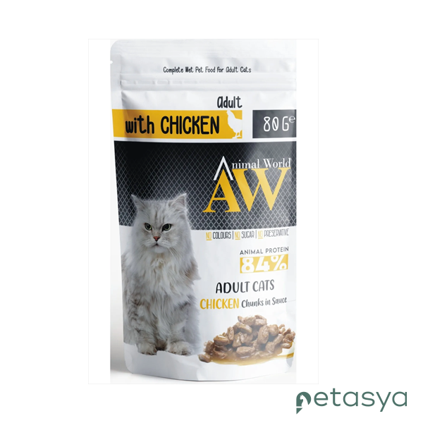 Animal World Tavuklu  Yetişkin Kedi Konservesiı 80 Gr
