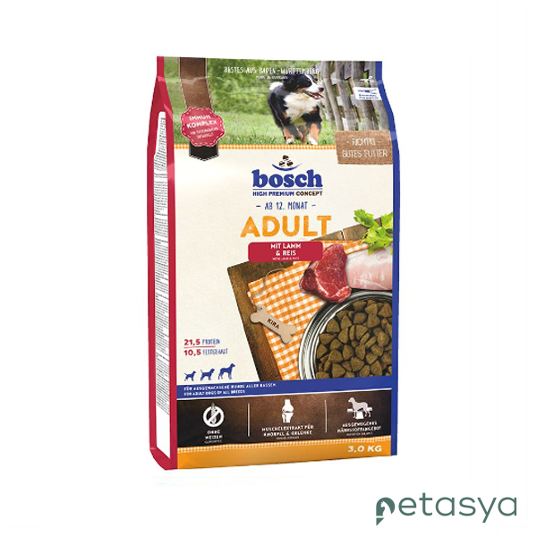 Bosch Kuzulu ve Pirinçli   Tahılsız Yetişkin Köpek Maması 3 Kg