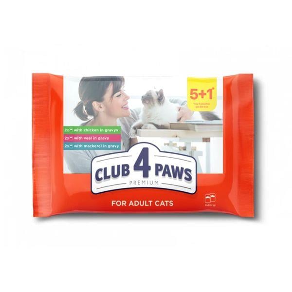 Club4Paws Kedi Pouch Set 5+1 Dana-Tavuk-Uskumru