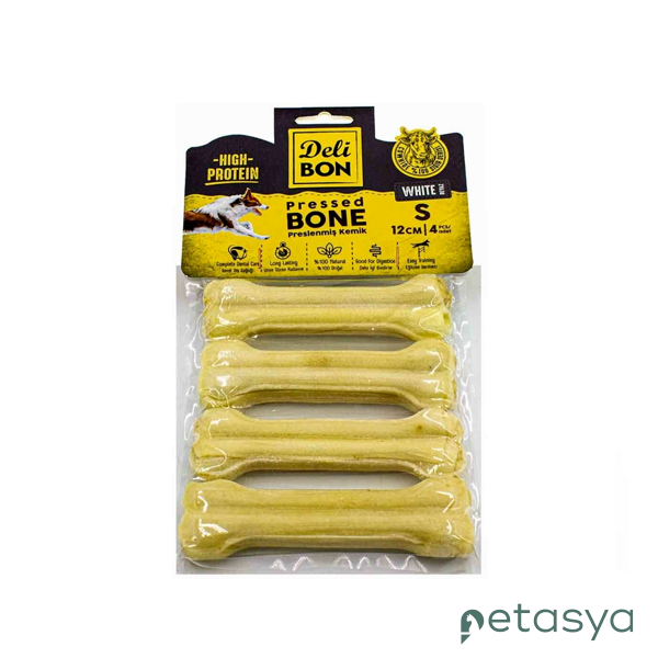 Delibon Deri Pres Kemik 12 CM   S Boy 4 Lİ Paket Beyaz