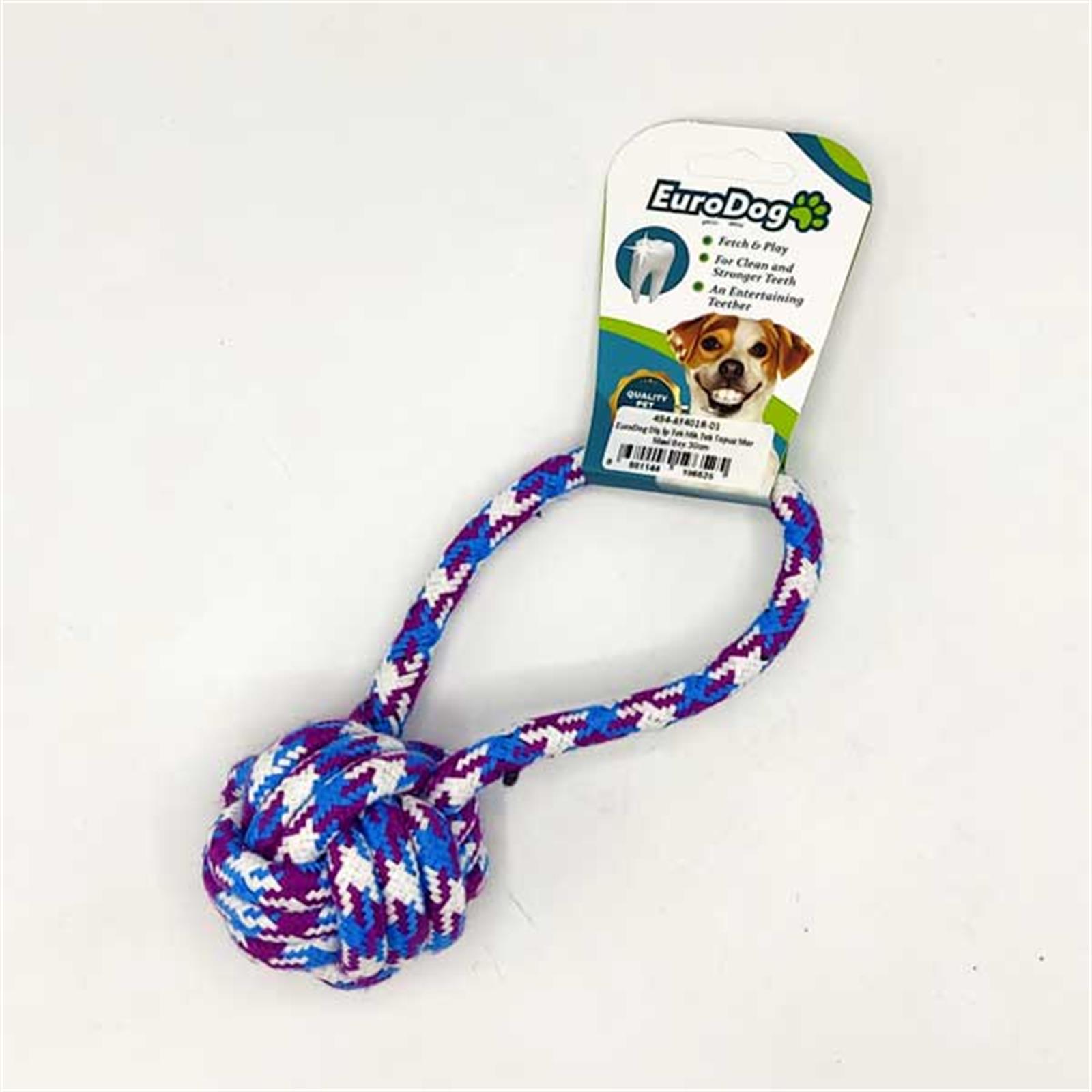 EuroDog Diş İp Tek Hlk.Tek Topuz Mor Mavi Bey.30cm