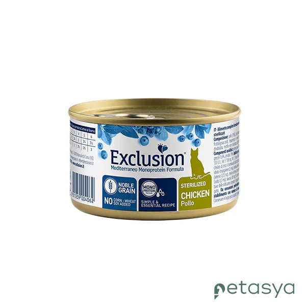 Exclusion Monoprotein Tavuklu Düşük Tahıllı  Kısırlaştırılmış Kedi Konservesi 85gr