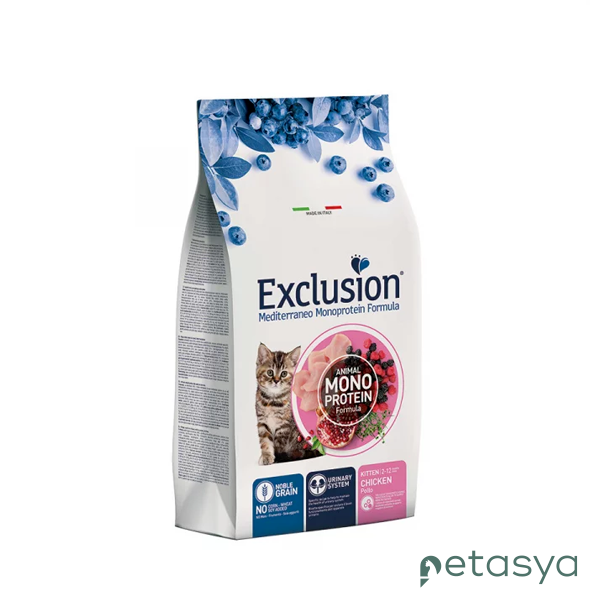 Exclusion Monoprotein Tavuklu Narlı ve  Yaban Mersinli Düşük Tahıllı Yavru Kedi Maması 12kg