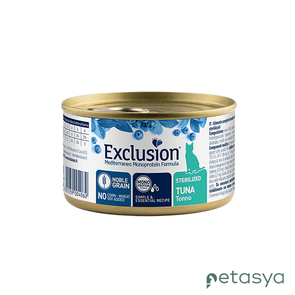Exclusion Monoprotein Ton Balıklı Düşük Tahıllı  Kısırlaştırılmış Kedi Konservesi 85gr