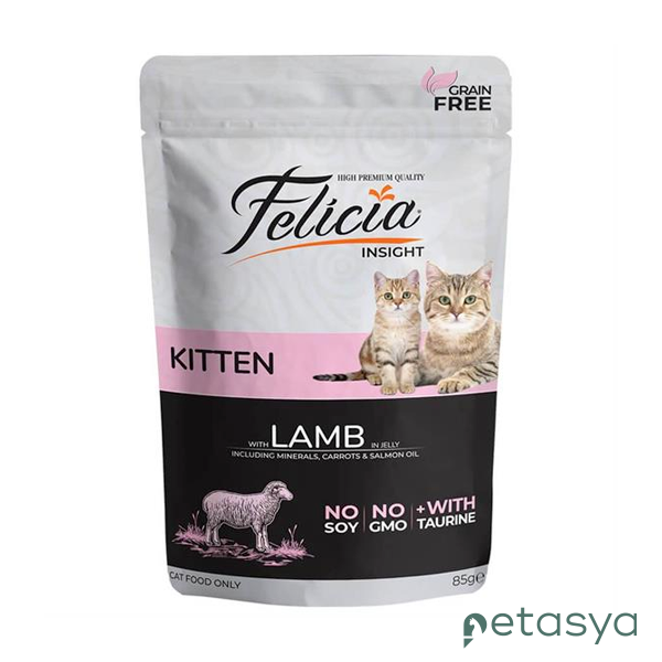 Felicia Jöle İçinde Kuzu Etli Taurinli Tahılsız   Yavru Kedi Konservesi 85gr