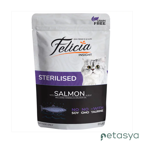 Felicia Jöle İçinde Somonlu Taurinli Tahılsız  Kısırlaştırılmış Kedi Konservesi 85gr