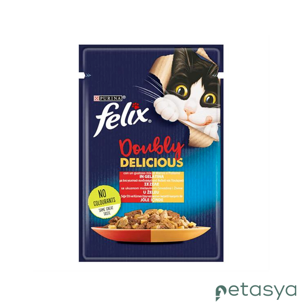 Felix Çifte Lezzet Tavuk ve Sığır Etli  Yetişkin Kedi Konservesi 85gr