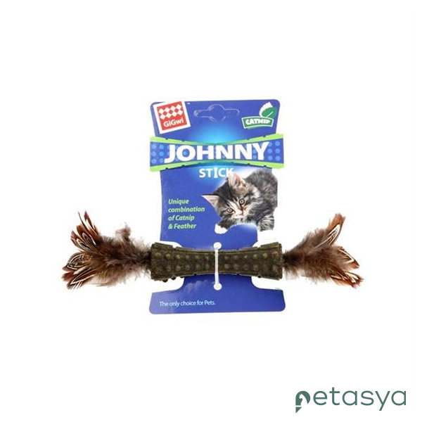 GiGwi Johnny Stick Catnipli Doğal Tüylü  Kedi Çiğneme Oyuncağı 18cm (Kahverengi)