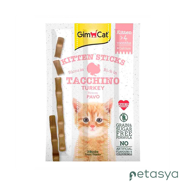 GimCat Sticks Kitten Hindili Kalsiyum İlaveli  Yavru Kedi Ödül Maması (3lü)