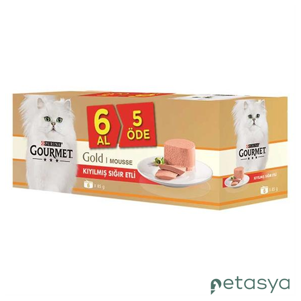 Gourmet Gold Kıyılmış Sığır Etli   Kedi Konservesi 85gr (6 AL 5 ÖDE)