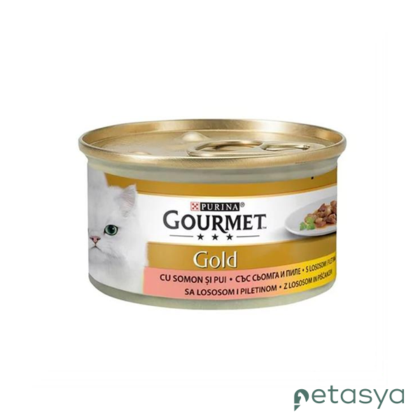 Gourmet Gold Parça Etli Somonlu ve Tavuklu  Kedi Konservesi 85 Gr